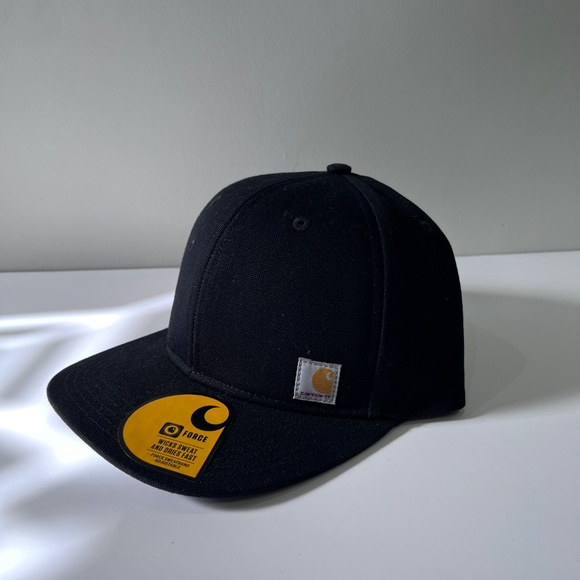 Carhartt Black Firm Duck Flat Snapback Baseball Cap - Picture 7 of 7